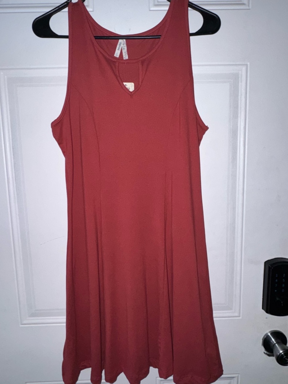 Mudd Red Solid Sleeveless A-Line Knee Dress Size L